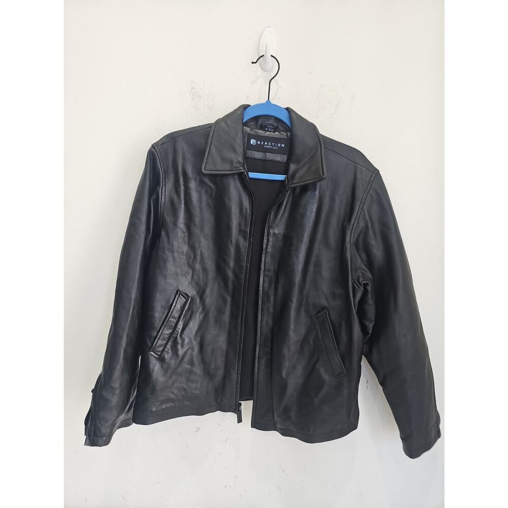 Kenneth Cole Reaction Genuine Leather Men's Jacket Size XL Zipper Light Quilted